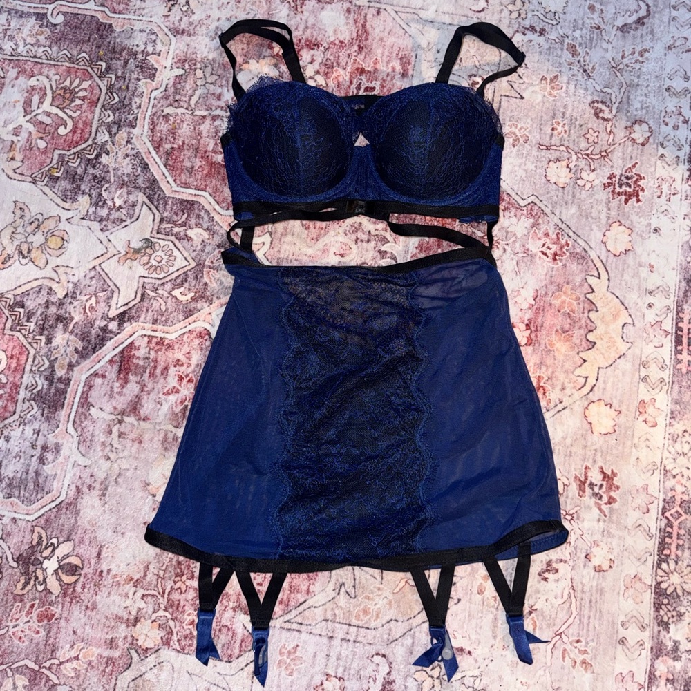 Dream Angels Navy Garter Chemise